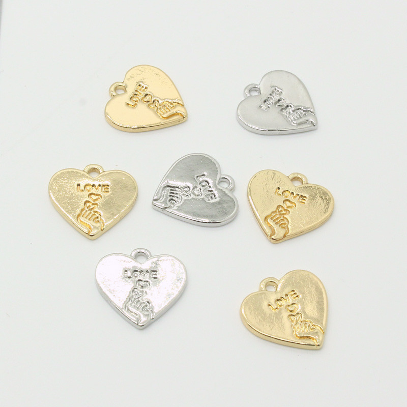 10 bucăți coreeană inimă dragoste gesturi aliaj cercei breloc bricolaj drăguț inimi mici pandantiv pentru cercei breloc bijuterii de mână accesoriu