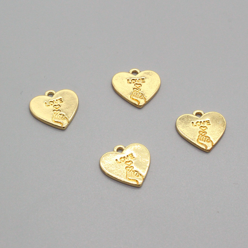 10 bucăți coreeană inimă dragoste gesturi aliaj cercei breloc bricolaj drăguț inimi mici pandantiv pentru cercei breloc bijuterii de mână accesoriu