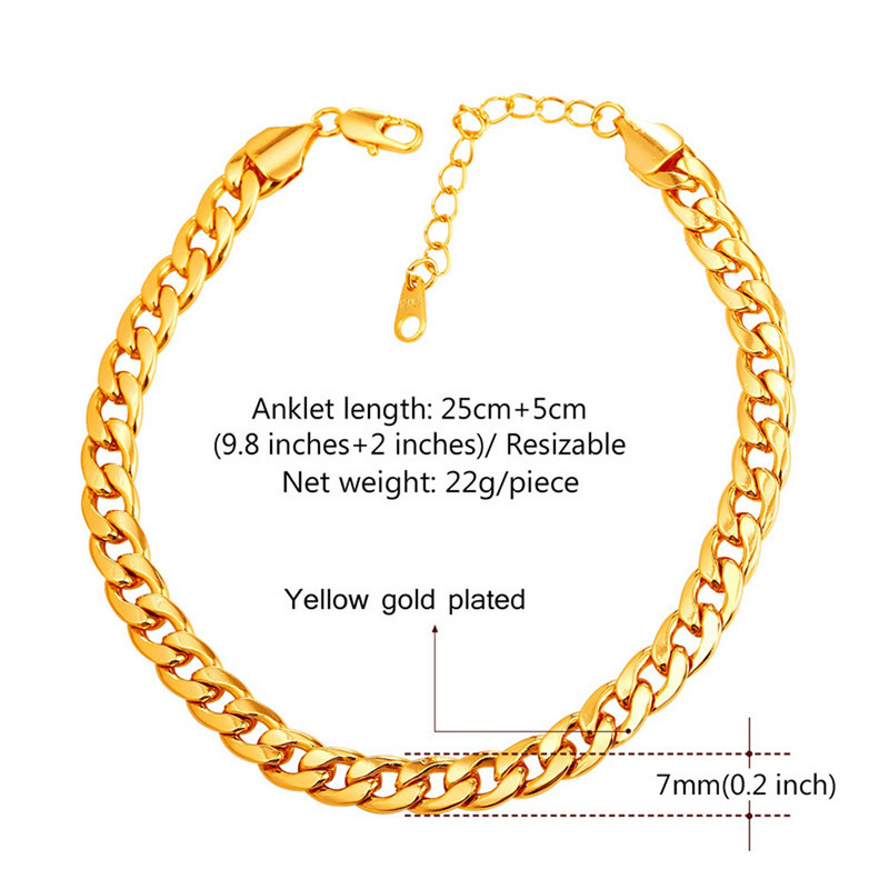 Oțel inoxidabil placat cu argint Bijuterii pentru picior de gleznă de plajă pentru femei Brățară cu lățime de picior de 7 mm Legătură cubaneză Desculț Comert cu ridicata Transport gratuit