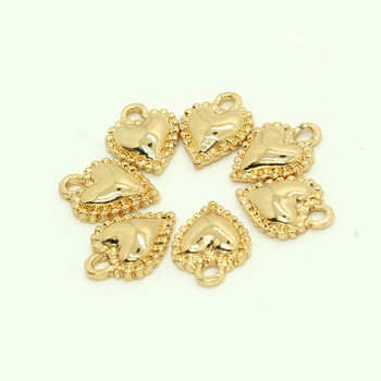 10τμχ Απλό κράμα Bulging Heart Love Earring Earring Charms Επιχρυσωμένο κολιέ Βραχιόλι Μικρό αξεσουάρ για μενταγιόν Κοσμήματα Μάρκα