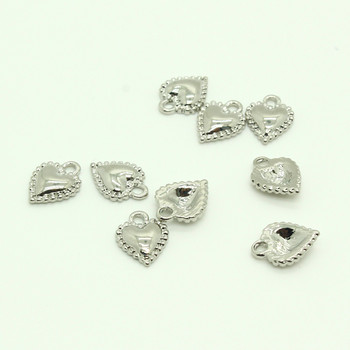 10τμχ Απλό κράμα Bulging Heart Love Earring Earring Charms Επιχρυσωμένο κολιέ Βραχιόλι Μικρό αξεσουάρ για μενταγιόν Κοσμήματα Μάρκα