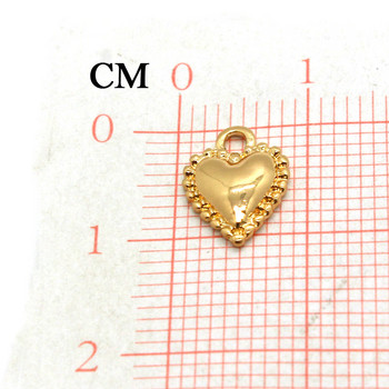 10τμχ Απλό κράμα Bulging Heart Love Earring Earring Charms Επιχρυσωμένο κολιέ Βραχιόλι Μικρό αξεσουάρ για μενταγιόν Κοσμήματα Μάρκα