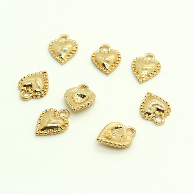 10 buc din aliaj simplu, inimă bombată, cercei, brelocuri placate cu aur, brățară, accesoriu mic pentru pandantive, bijuterii.