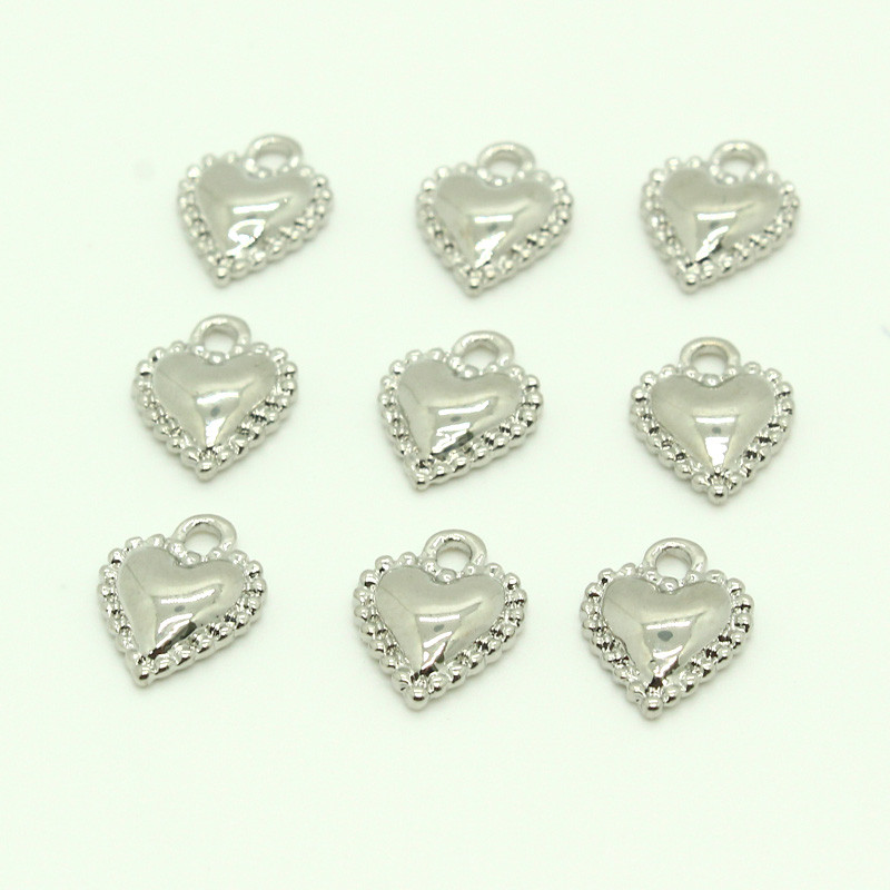 10 buc din aliaj simplu, inimă bombată, cercei, brelocuri placate cu aur, brățară, accesoriu mic pentru pandantive, bijuterii.