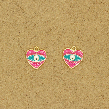 6 τμχ Small Heart Evil Eye Alloy Σμάλτο Charms DIY Vintage βραχιόλι σκουλαρίκια Κολιέ Κρεμαστό αξεσουάρ Demon Eye Jewelry Make