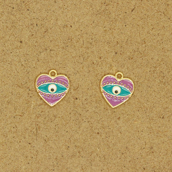 6 τμχ Small Heart Evil Eye Alloy Σμάλτο Charms DIY Vintage βραχιόλι σκουλαρίκια Κολιέ Κρεμαστό αξεσουάρ Demon Eye Jewelry Make