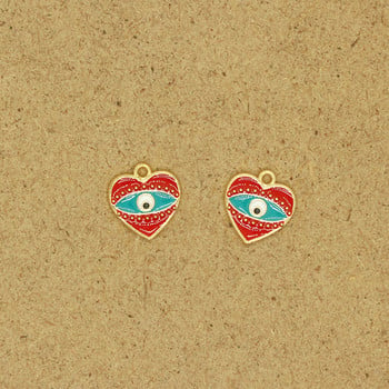 6 τμχ Small Heart Evil Eye Alloy Σμάλτο Charms DIY Vintage βραχιόλι σκουλαρίκια Κολιέ Κρεμαστό αξεσουάρ Demon Eye Jewelry Make