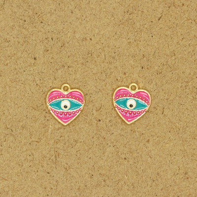 6 bucăți inimă mică, ochi rău, din aliaj, smalț, brățară vintage, cercei, colier, pandantiv, accesoriu, bijuterii pentru ochi de demon.