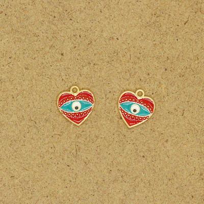 6 bucăți inimă mică, ochi rău, din aliaj, smalț, brățară vintage, cercei, colier, pandantiv, accesoriu, bijuterii pentru ochi de demon.