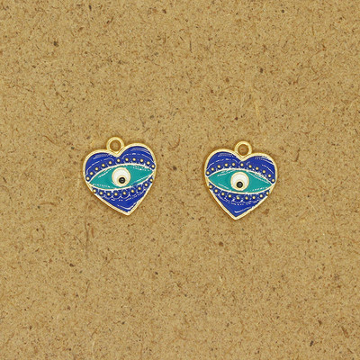 6 bucăți inimă mică, ochi rău, din aliaj, smalț, brățară vintage, cercei, colier, pandantiv, accesoriu, bijuterii pentru ochi de demon.