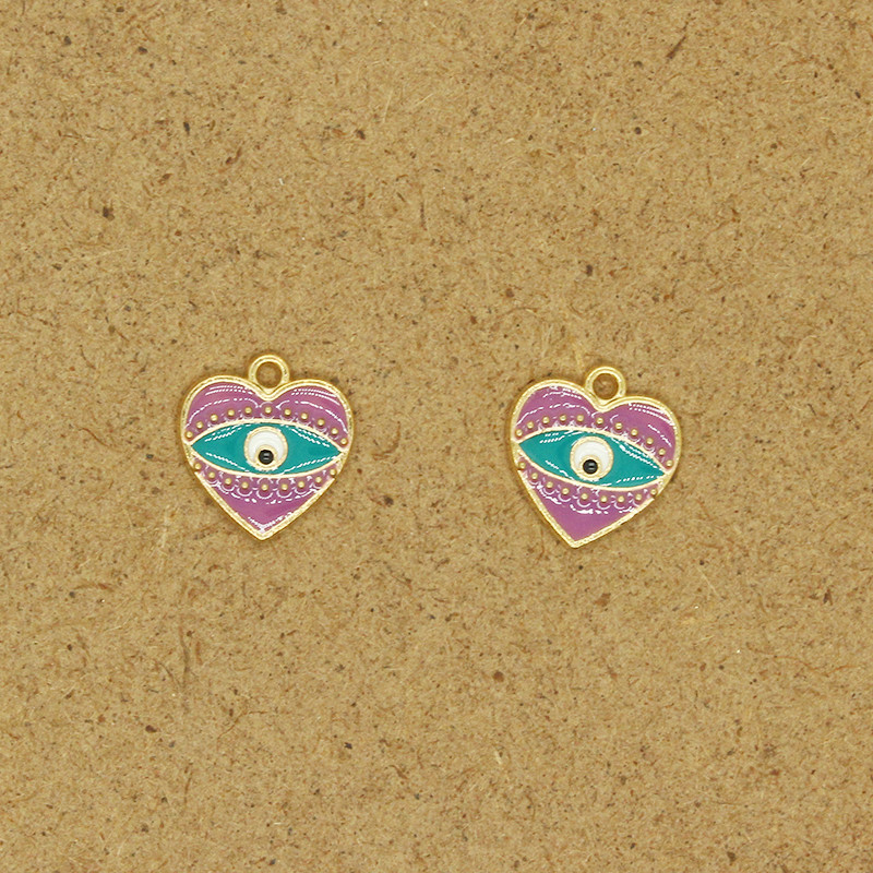 6 bucăți inimă mică, ochi rău, din aliaj, smalț, brățară vintage, cercei, colier, pandantiv, accesoriu, bijuterii pentru ochi de demon.