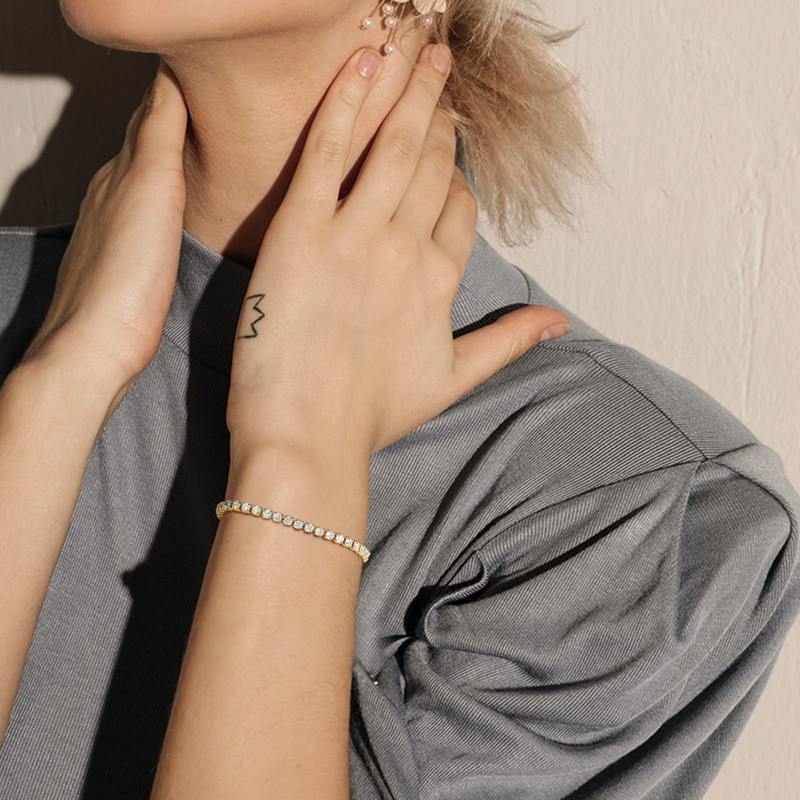 Bling lanț de tenis de 3 mm pentru femei, lanț de gleznă reglabil la modă din oțel inoxidabil de culoare aurie, bijuterii pentru picioare de vacanță pe plajă