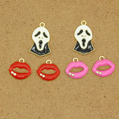 10 bucăți de modă sexy cu buze roșii pentru cercei, fantomă de Halloween, bijuterii DIY, pandantive, accesoriu pentru brățară, colier, ornamente