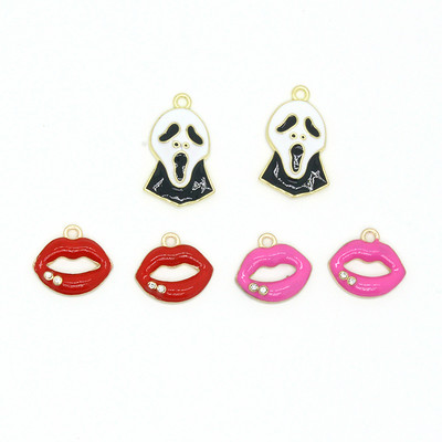 10 bucăți de modă sexy cu buze roșii pentru cercei, fantomă de Halloween, bijuterii DIY, pandantive, accesoriu pentru brățară, colier, ornamente