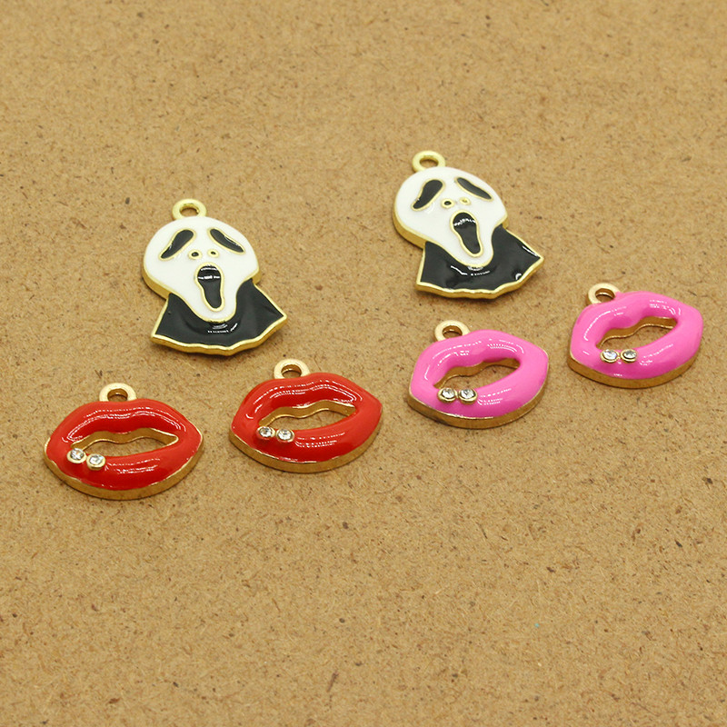 10 bucăți de modă sexy cu buze roșii pentru cercei, fantomă de Halloween, bijuterii DIY, pandantive, accesoriu pentru brățară, colier, ornamente