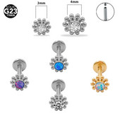 1PC G23 Titan Opal Zircon Cluster Ureche Tragus Helix Cartilaj Cristal Bijuterie Cercei Stud Labret Bar Inel Body Piercing Bijuterii