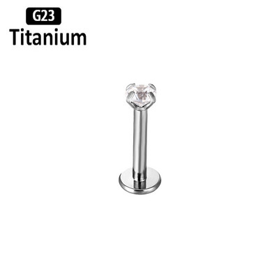 1PC F136 titāna lūpu pīrsings zelta labret 2/3/4mm cirkons 16G 6-10mm iekšējais vītnis lūpu nags ausu kniedes Auskari ķermeņa rotaslietas