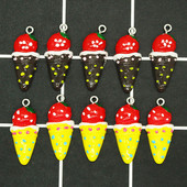 10 bucăți/lot înghețată de ciocolată cu căpșuni, rășină, pandantive drăguțe pentru brățară de cercei, accesoriu de păr, bijuterii, farmec