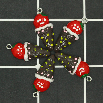 10 bucăți/lot înghețată de ciocolată cu căpșuni, rășină, pandantive drăguțe pentru brățară de cercei, accesoriu de păr, bijuterii, farmec