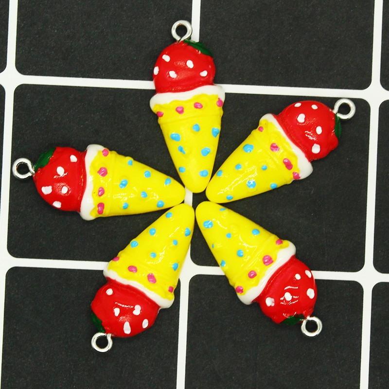 10 bucăți/lot înghețată de ciocolată cu căpșuni, rășină, pandantive drăguțe pentru brățară de cercei, accesoriu de păr, bijuterii, farmec
