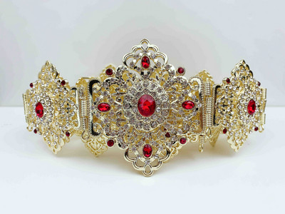 Caftan marocan șic pentru nuntă, curea metalică de culoare auriu și argintiu, pentru curea de lux pentru femei, lanț de curele cu lungime reglabilă