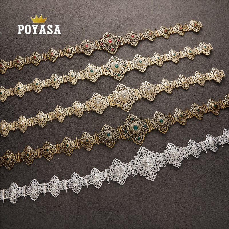 Caftan marocan șic pentru nuntă, curea metalică de culoare auriu și argintiu, pentru curea de lux pentru femei, lanț de curele cu lungime reglabilă