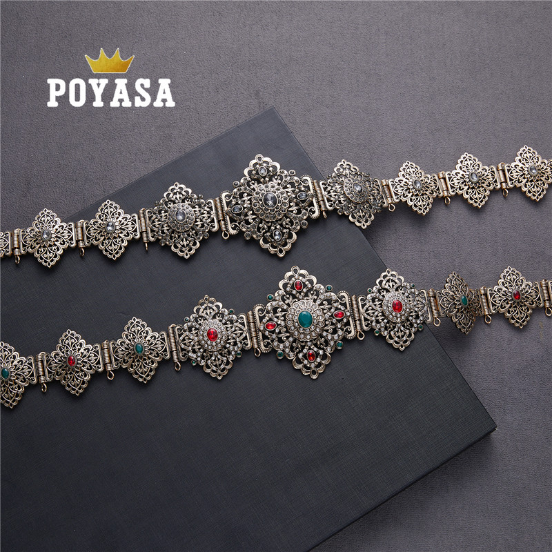 Caftan marocan șic pentru nuntă, curea metalică de culoare auriu și argintiu, pentru curea de lux pentru femei, lanț de curele cu lungime reglabilă