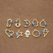 5 buc Hollow Moon Heart Love Evil Eye Charms cheie simplă stea Fatima brățară de mână colier pandantiv accesoriu bijuterii DIY