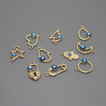 5 τμχ Hollow Moon Heart Love Evil Eye Charms Simple Key Star Fatima βραχιόλι κολιέ Κρεμαστό αξεσουάρ Diy Jewelry Make