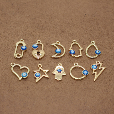 5 buc Hollow Moon Heart Love Evil Eye Charms cheie simplă stea Fatima brățară de mână colier pandantiv accesoriu bijuterii DIY