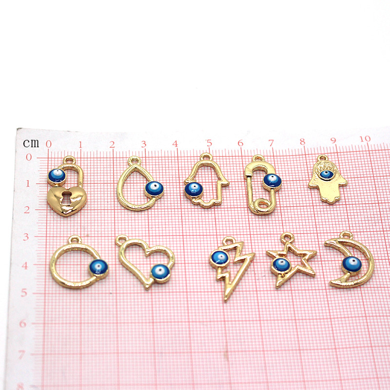 5 buc Hollow Moon Heart Love Evil Eye Charms cheie simplă stea Fatima brățară de mână colier pandantiv accesoriu bijuterii DIY