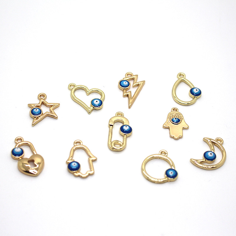 5 buc Hollow Moon Heart Love Evil Eye Charms cheie simplă stea Fatima brățară de mână colier pandantiv accesoriu bijuterii DIY