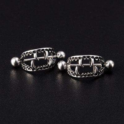 2PCS Sexy Teeth Nipple Ring Shield Cover Barbell Nipple Piercing Bar за жени 14G хирургическа стомана Бърз пиърсинг бижута