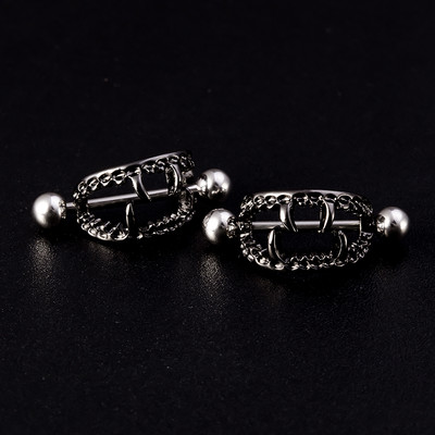 2PCS Sexy Teeth Nipple Ring Shield Cover Barbell Nipple Piercing Bar за жени 14G хирургическа стомана Бърз пиърсинг бижута