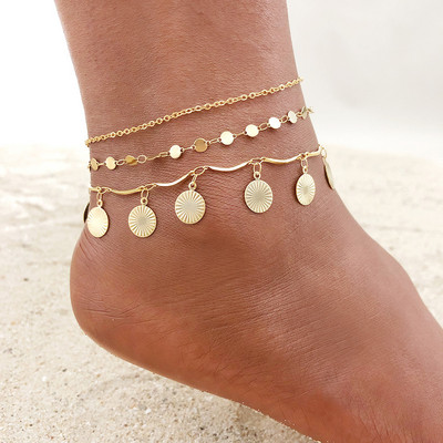 Arany színű bokaláncok nőknek, rozsdamentes acél lánc karkötő a lábon, nyári vakáció strand láb ajándék Jewelri fiatal lányok