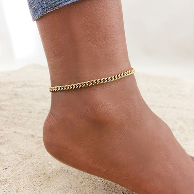 Bratari de glezna de culoare aurie pentru femeie, bratara din otel inoxidabil pe picior, sarbatori de vara, cadou pentru picioare, bijuterii fete tinere