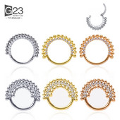 ASTM F136 Cercei rotunzi din titan, mărgele septum Clicker Hoop Stud Segment cu balamale Zircon Inel pentru nas Bijuterii piercing pentru femei