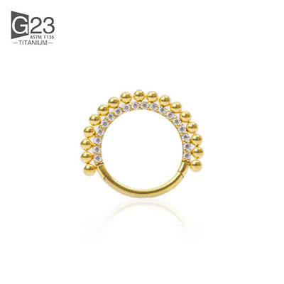 ASTM F136 Cercei rotunzi din titan, mărgele septum Clicker Hoop Stud Segment cu balamale Zircon Inel pentru nas Bijuterii piercing pentru femei