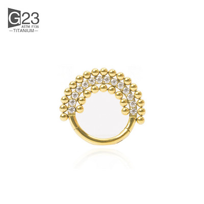 ASTM F136 Cercei rotunzi din titan, mărgele septum Clicker Hoop Stud Segment cu balamale Zircon Inel pentru nas Bijuterii piercing pentru femei