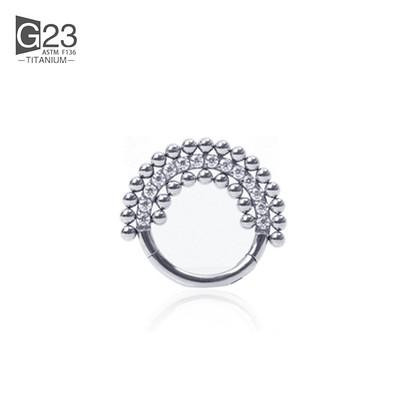 ASTM F136 Cercei rotunzi din titan, mărgele septum Clicker Hoop Stud Segment cu balamale Zircon Inel pentru nas Bijuterii piercing pentru femei