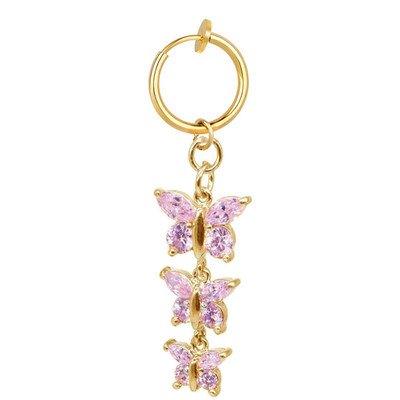1 buc Inel pentru buric fals cu fluture Clip de piercing pentru buric fals pe ombilical Clip de cercei pentru cartilaj fals pentru buric