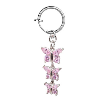 1 buc Inel pentru buric fals cu fluture Clip de piercing pentru buric fals pe ombilical Clip de cercei pentru cartilaj fals pentru buric