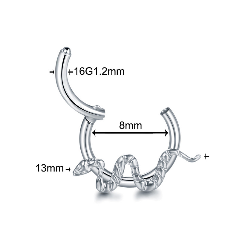 1 buc Cercei din oțel chirurgical șarpe Daith Helix 16G Septum Clicker Hoop Inele pentru nas Cartilajul urechii Tragus Piercing Bijuterii Nariz