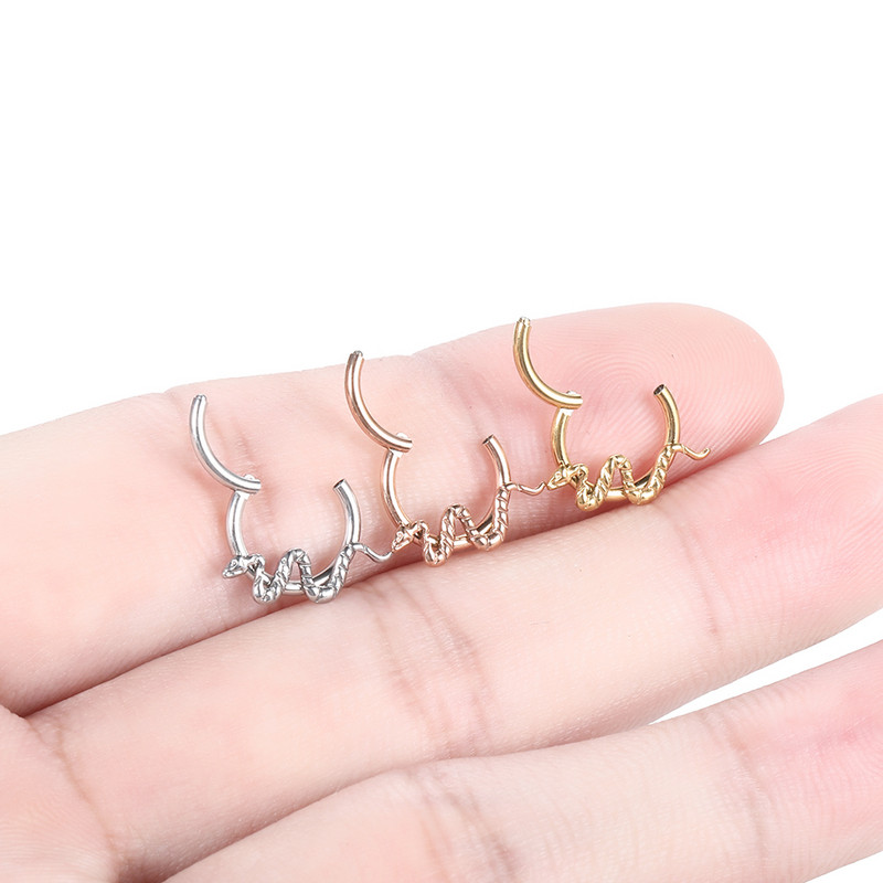 1 buc Cercei din oțel chirurgical șarpe Daith Helix 16G Septum Clicker Hoop Inele pentru nas Cartilajul urechii Tragus Piercing Bijuterii Nariz