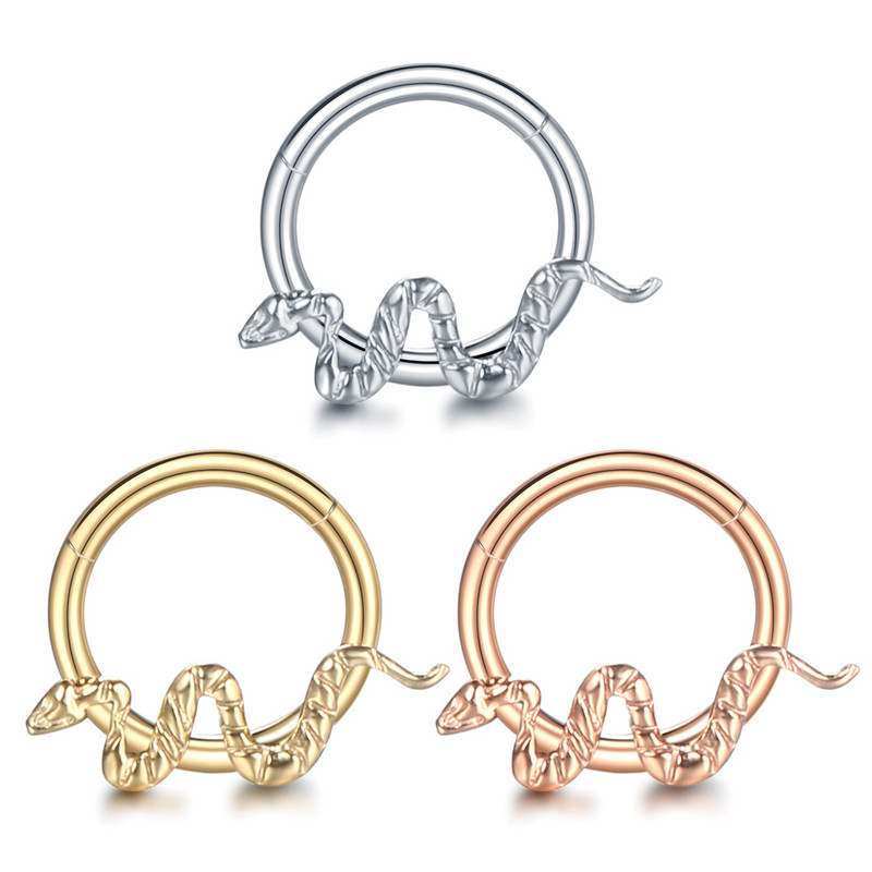 1 buc Cercei din oțel chirurgical șarpe Daith Helix 16G Septum Clicker Hoop Inele pentru nas Cartilajul urechii Tragus Piercing Bijuterii Nariz