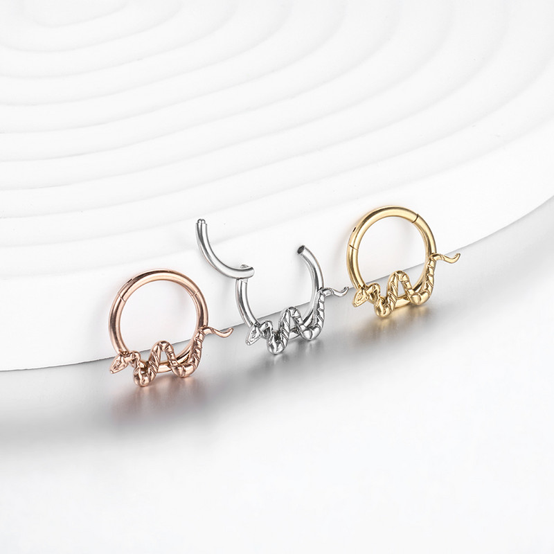 1 buc Cercei din oțel chirurgical șarpe Daith Helix 16G Septum Clicker Hoop Inele pentru nas Cartilajul urechii Tragus Piercing Bijuterii Nariz