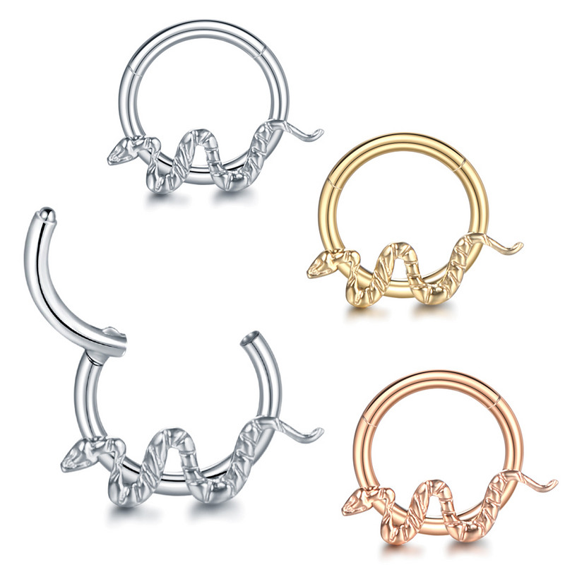 1 buc Cercei din oțel chirurgical șarpe Daith Helix 16G Septum Clicker Hoop Inele pentru nas Cartilajul urechii Tragus Piercing Bijuterii Nariz