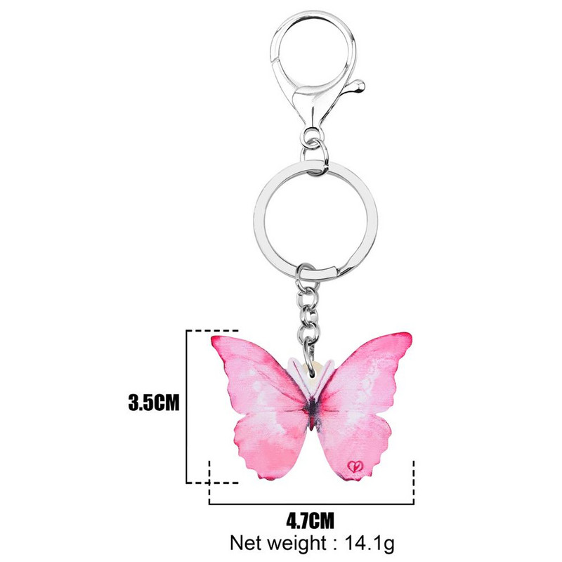 NEWEI Breloc acrilic Morpho Fluture Breloc pentru femei, fete, cadou de vară, bijuterii