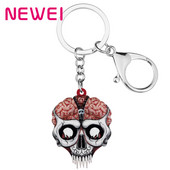 Newei Halloween Acrilic Horror Cranium Cap Colți Craniu Breloc Trendy Breloc Inel Cadouri Bijuterii pentru Femei Fete Charms