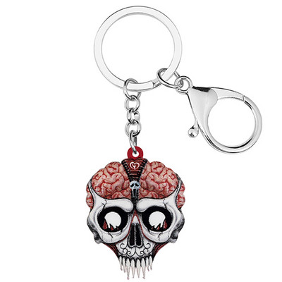 Newei Halloween Acrilic Horror Cranium Cap Colți Craniu Breloc Trendy Breloc Inel Cadouri Bijuterii pentru Femei Fete Charms